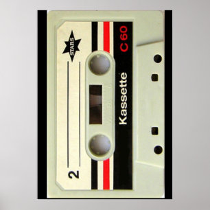 1980年代オタク系のカセットのレトロなカセットテープ ポスター