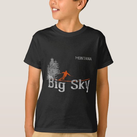 1980年代スタイル ビッグスカイモンタナ ビンテージスキーTシャツ Tシャツ (正面)