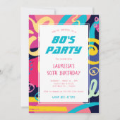 1980年代ブライトレトロドードルズ誕生日パーティー 招待状 (正面)