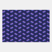 1980年代ブームボックスのネオンパターン ラッピングペーパーシート (正面3)