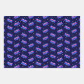 1980年代ブームボックスのネオンパターン ラッピングペーパーシート (正面)