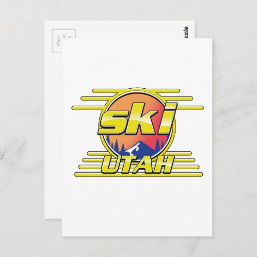 1980年代ユタ・スキーのロゴ ポストカード (正面/裏面)