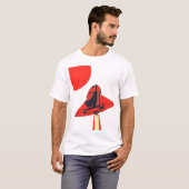 1980年代レトロ赤宇宙船 Tシャツ (正面フル)