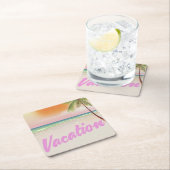 1980年代ヴィンテージ休暇ビーチポスター スクエアペーパーコースター (インサイチュ)