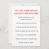 1980年代 カセット ミックス テープ パーティー 招待状 (裏面)