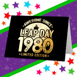 1980年生まれのうるう年の誕生日おめでとう2月29日 箔グリーティングカード