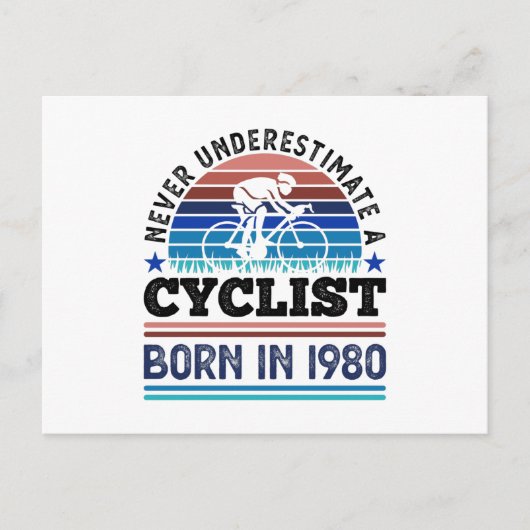 1980年生まれのサイクリスト 40歳の誕生日プレゼント 自転車 ポストカード (正面)