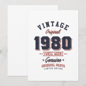 1980年生まれ1980年のレトロ誕生日ギフト サンキューカード (正面/裏面)