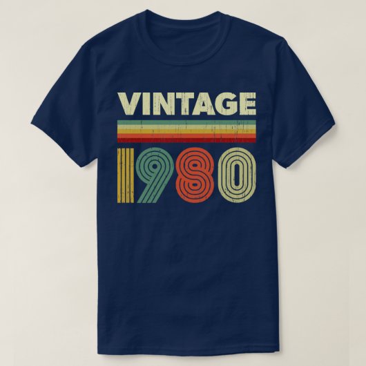 1980年誕生日ヴィンテージレトロ41歳デザイン Tシャツ (デザイン正面)