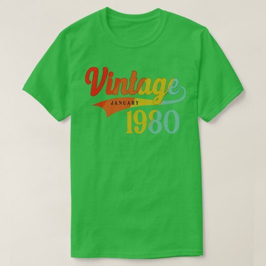 1980年1月誕生日ヴィンテージ1980年1月素晴らし Tシャツ (デザイン正面)