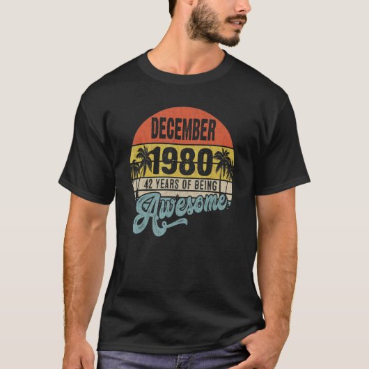 1980年12月42日誕生日42歳 Tシャツ (正面)