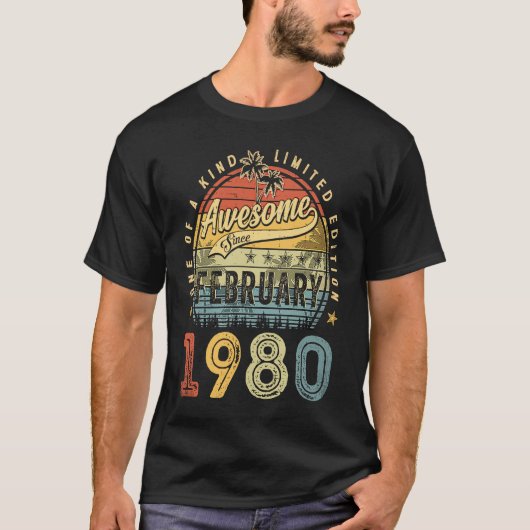 1980年2素晴らし月以来43番目の誕生日 Tシャツ (正面)