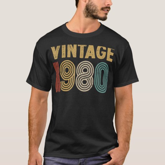 1980年43生まれ歳ヴィンテージ43誕生日 Tシャツ (正面)