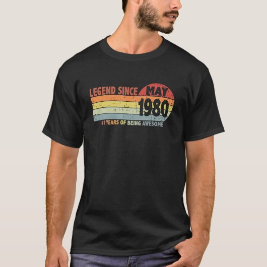 1980年5月以来41番目の誕生日の伝説生まれ1980年D Tシャツ (正面)