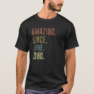 1980年6月以来42番目の誕生日ヴィンテージ驚き Tシャツ