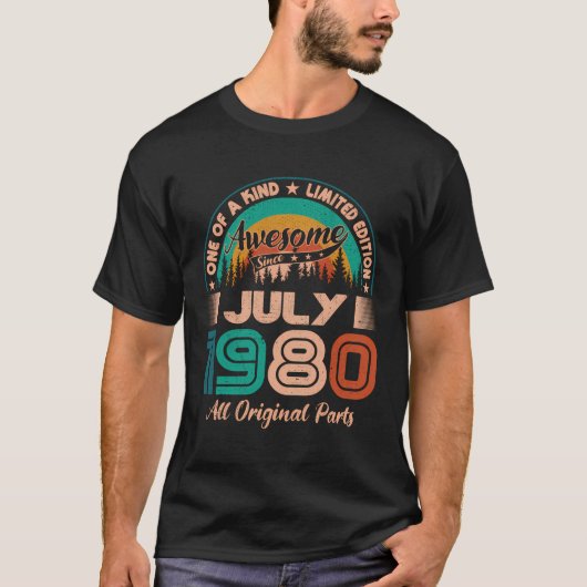 1980年7月誕生日素晴らし1980年7月以降 Tシャツ (正面)