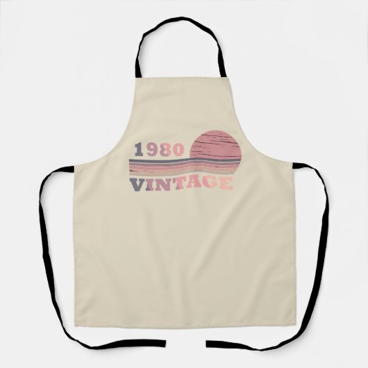 1980生まれ年のヴィンテージ誕生日ギフト エプロン (正面)