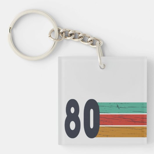 1980生まれ年のヴィンテージ誕生日ギフト キーホルダー (正面)