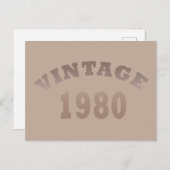 1980生まれ年のヴィンテージ誕生日ギフト シーズンポストカード (正面/裏面)