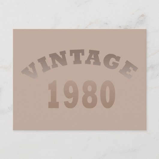 1980生まれ年のヴィンテージ誕生日ギフト シーズンポストカード (正面)