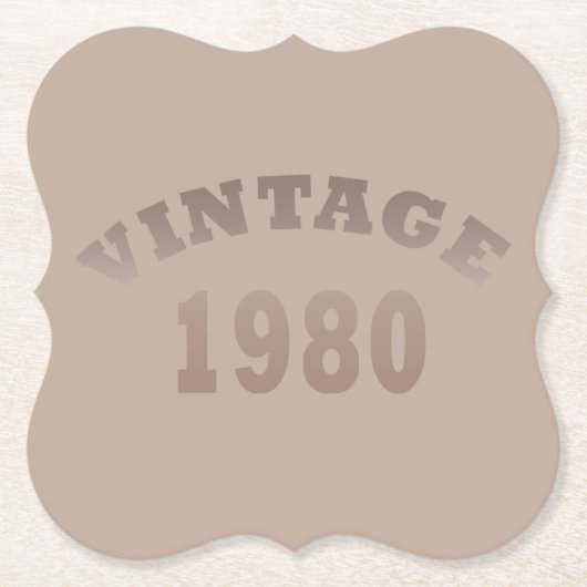 1980生まれ年のヴィンテージ誕生日ギフト ペーパーコースター (正面)