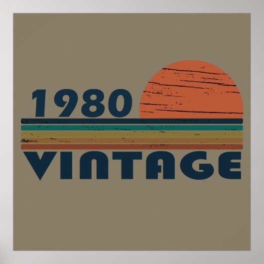 1980生まれ年のヴィンテージ誕生日ギフト ポスター (正面)