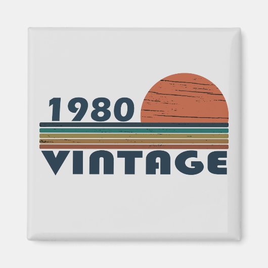 1980生まれ年のヴィンテージ誕生日ギフト マグネット (正面)
