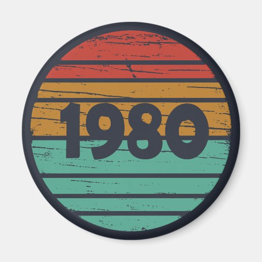 1980生まれ年のヴィンテージ誕生日ギフト マグネット (正面)