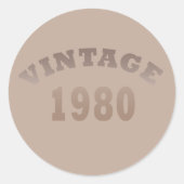 1980生まれ年のヴィンテージ誕生日ギフト ラウンドシール (正面)
