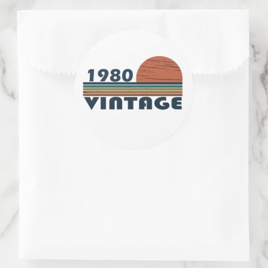 1980生まれ年のヴィンテージ誕生日ギフト ラウンドシール (バッグ)