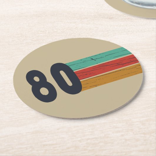 1980生まれ年のヴィンテージ誕生日ギフト ラウンドペーパーコースター (アングル)