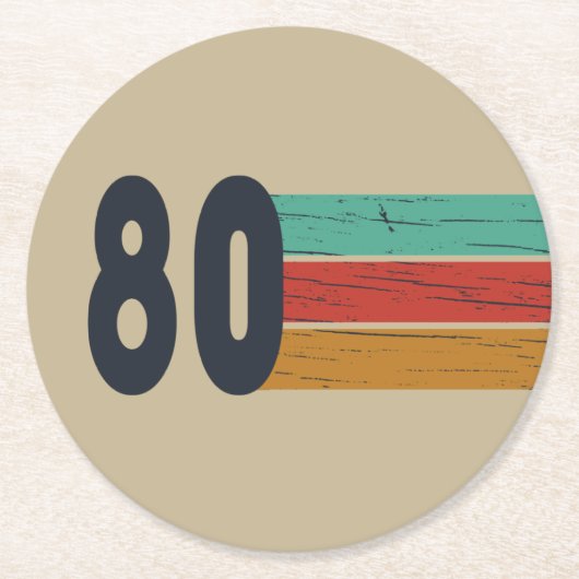 1980生まれ年のヴィンテージ誕生日ギフト ラウンドペーパーコースター (正面)