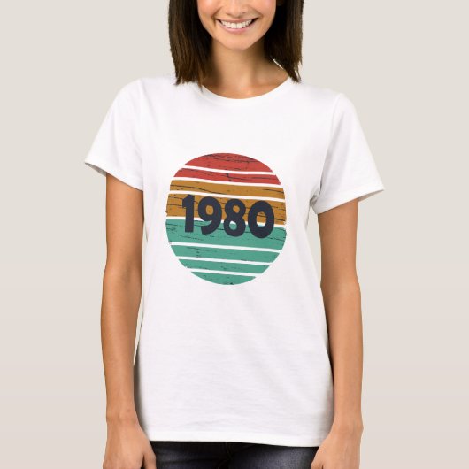 1980生まれ年のヴィンテージ誕生日ギフト Tシャツ (正面)