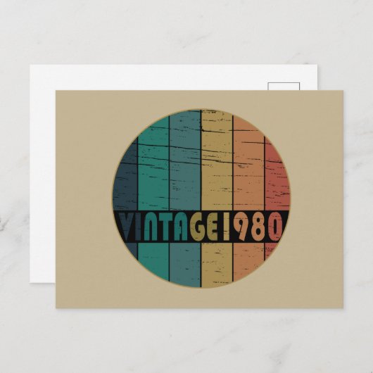 1980生まれ年のヴィンテージ シーズンポストカード (正面/裏面)