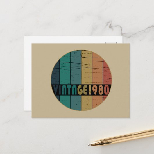 1980生まれ年のヴィンテージ シーズンポストカード (正面/裏面インサイチュ)