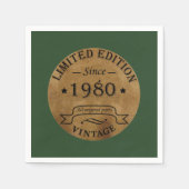 1980生まれ年のヴィンテージ スタンダードカクテルナプキン (正面)