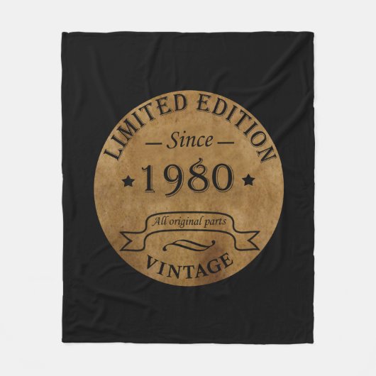 1980生まれ年のヴィンテージ フリースブランケット (正面)