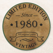 1980生まれ年のヴィンテージ ラウンドペーパーコースター (正面)