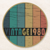 1980生まれ年のヴィンテージ ラウンドペーパーコースター (正面)