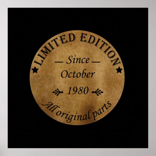 1980生まれ年10月ヴィンテージ誕生日 ポスター (正面)