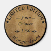 1980生まれ年10月ヴィンテージ誕生日 マグネット (正面)