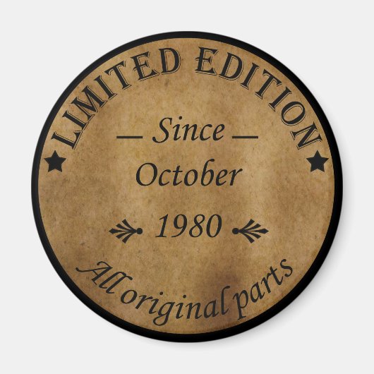 1980生まれ年10月ヴィンテージ誕生日 マグネット (正面)