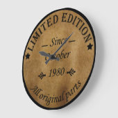 1980生まれ年10月ヴィンテージ誕生日 ラージ壁時計 (傾斜)