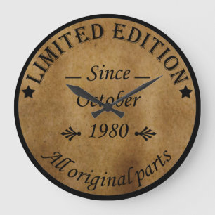 1980生まれ年10月ヴィンテージ誕生日 ラージ壁時計