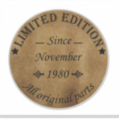 1980生まれ年11月のヴィンテージ誕生日 シール (正面)