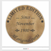 1980生まれ年11月のヴィンテージ誕生日 シール (シート)