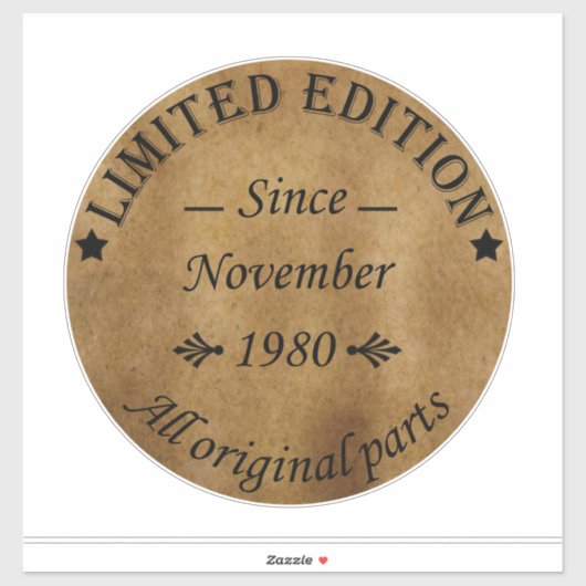 1980生まれ年11月のヴィンテージ誕生日 シール (シート)