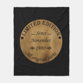 1980生まれ年11月のヴィンテージ誕生日 フリースブランケット (正面)