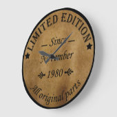 1980生まれ年11月のヴィンテージ誕生日 ラージ壁時計 (傾斜)