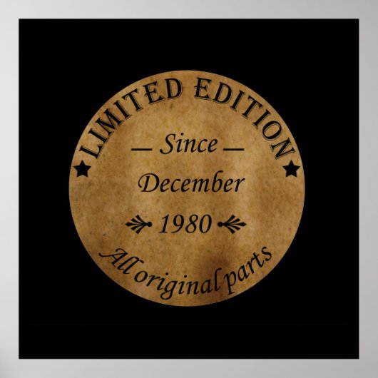 1980生まれ年12月のクラシックの素朴な ポスター (正面)